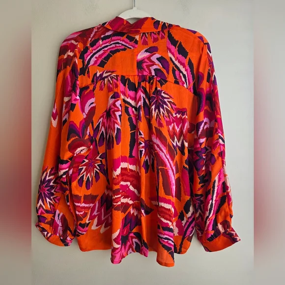 JODIFL Bold Orange and Pink Blouse - Picture 9 of 13
